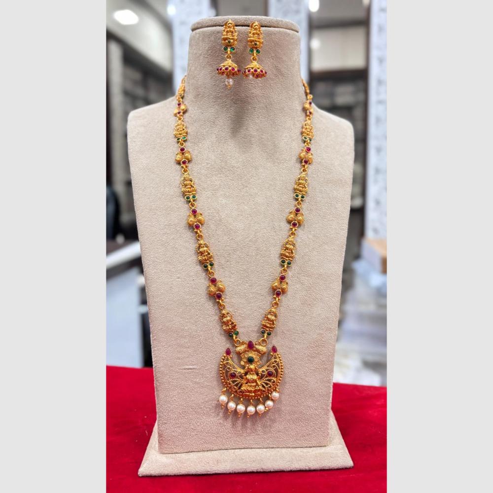 Jewel Addiction Gold Plated Pota Stone And Pearls Long Necklace Set