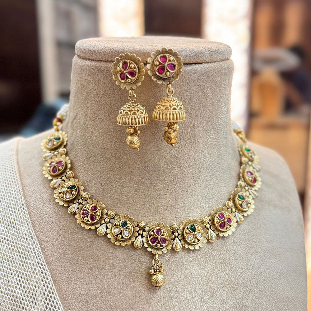 Jewel Addiction Gold Plated Pota Stone Necklace Set