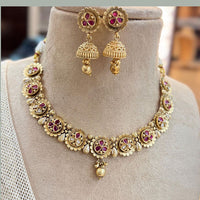 Jewel Addiction Gold Plated Pota Stone Necklace Set