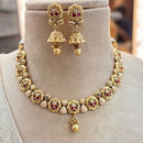 Jewel Addiction Gold Plated Pota Stone And Meenakari Necklace Set