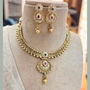 Jewel Addiction Gold Plated Pota Stone And Meenakari Necklace Set