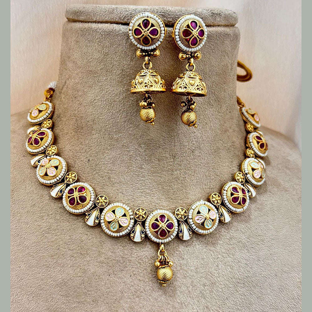 Jewel Addiction Gold Plated Pota Stone Necklace Set