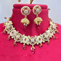 Jewel Addiction Gold Plated Pota Stone And Pearls Meenakari Necklace Set