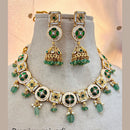 Jewel Addiction Gold Plated Pota Stone And Pearls Meenakari Necklace Set