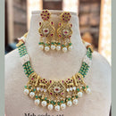 Jewel Addiction Gold Plated Pota Stone And Pearls Necklace Set