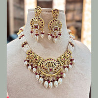 Jewel Addiction Gold Plated Pota Stone And Pearls Necklace Set