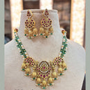 Jewel Addiction Gold Plated Pota Stone And Pearls Necklace Set