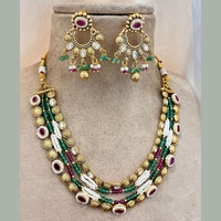 Jewel Addiction Gold Plated Pota Stone And Pearls Necklace Set