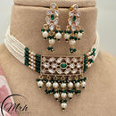 Jewel Addiction Gold Plated Polki Kundan Stone And Pearls Choker Necklace Set