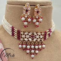 Jewel Addiction Gold Plated Polki Kundan Stone And Pearls Choker Necklace Set