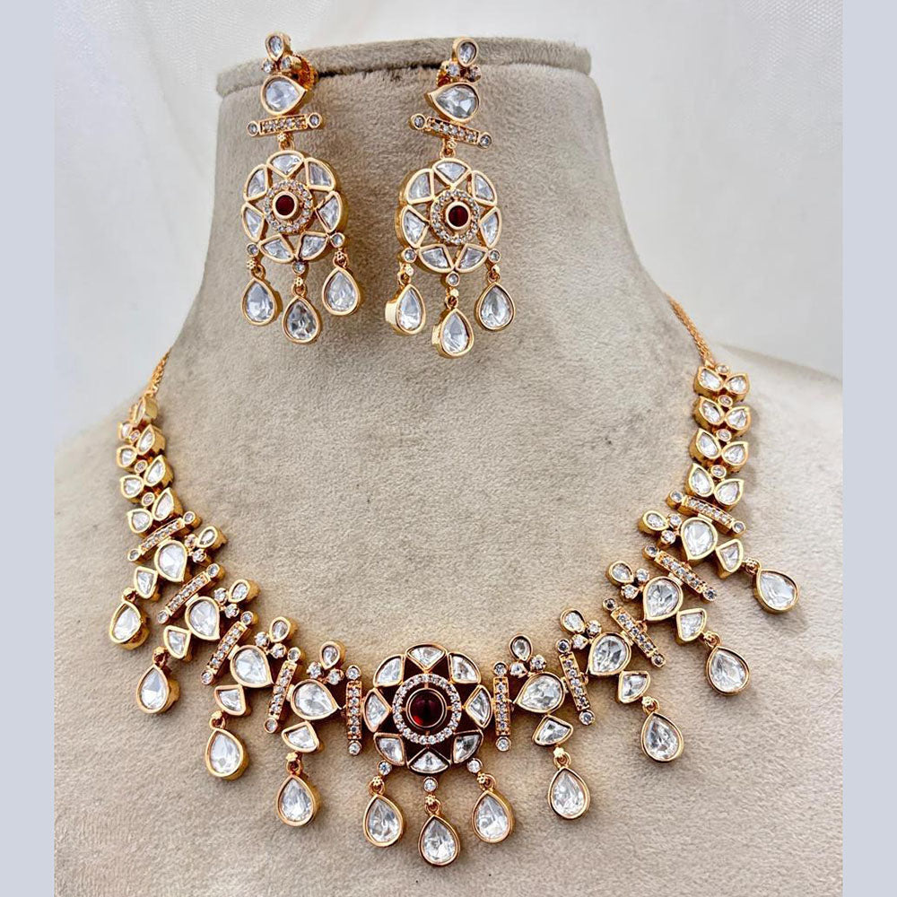 Jewel Addiction Gold Plated Polki Kundan Stone Necklace Set