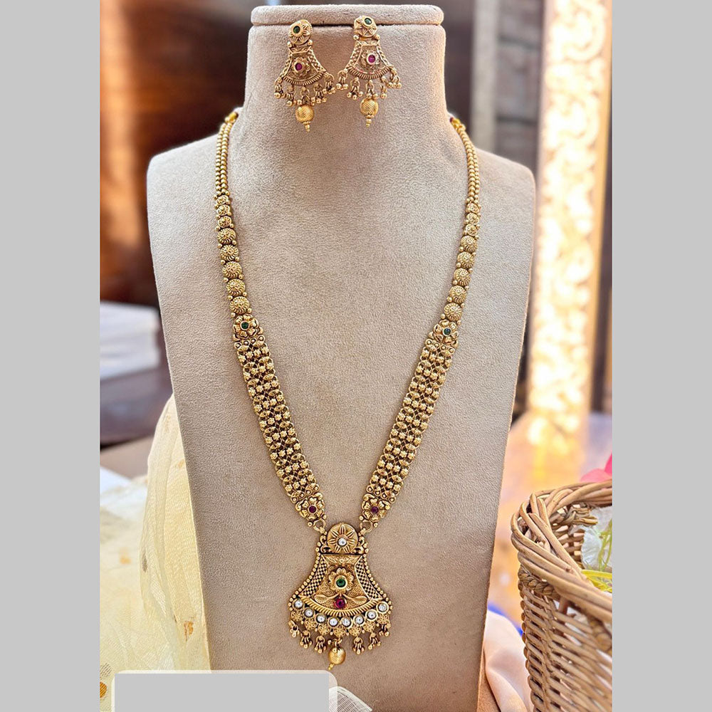 Jewel Addiction Gold Plated Pota Stone And Pearls Long Necklace Set