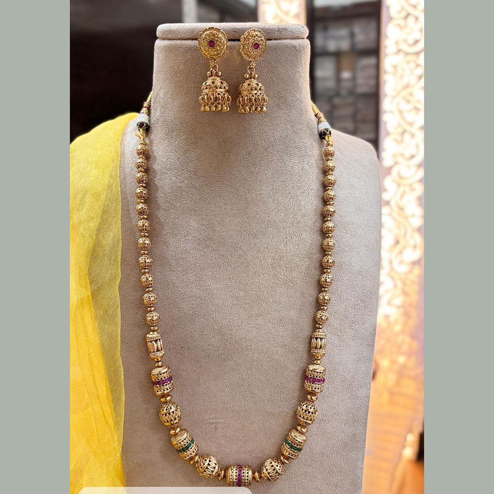 Jewel Addiction Gold Plated Pota Stone And Pearls Long Necklace Set