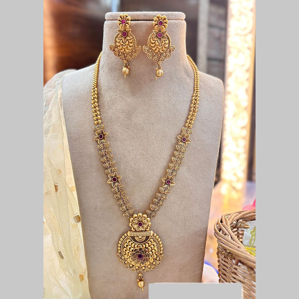 Jewel Addiction Gold Plated Pota Stone And Pearls Long Necklace Set