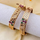 Jewel Addiction Gold Plated Pota Stone Pearls Openable Bangles Set