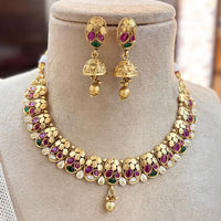 Jewel Addiction Gold Plated Pota Stone And Beads Necklace Set