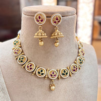 Jewel Addiction Gold Plated Pota Stone And Beads Necklace Set