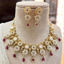 Jewel Addiction Gold Plated Pota Stone And Beads Meenakari Necklace Set