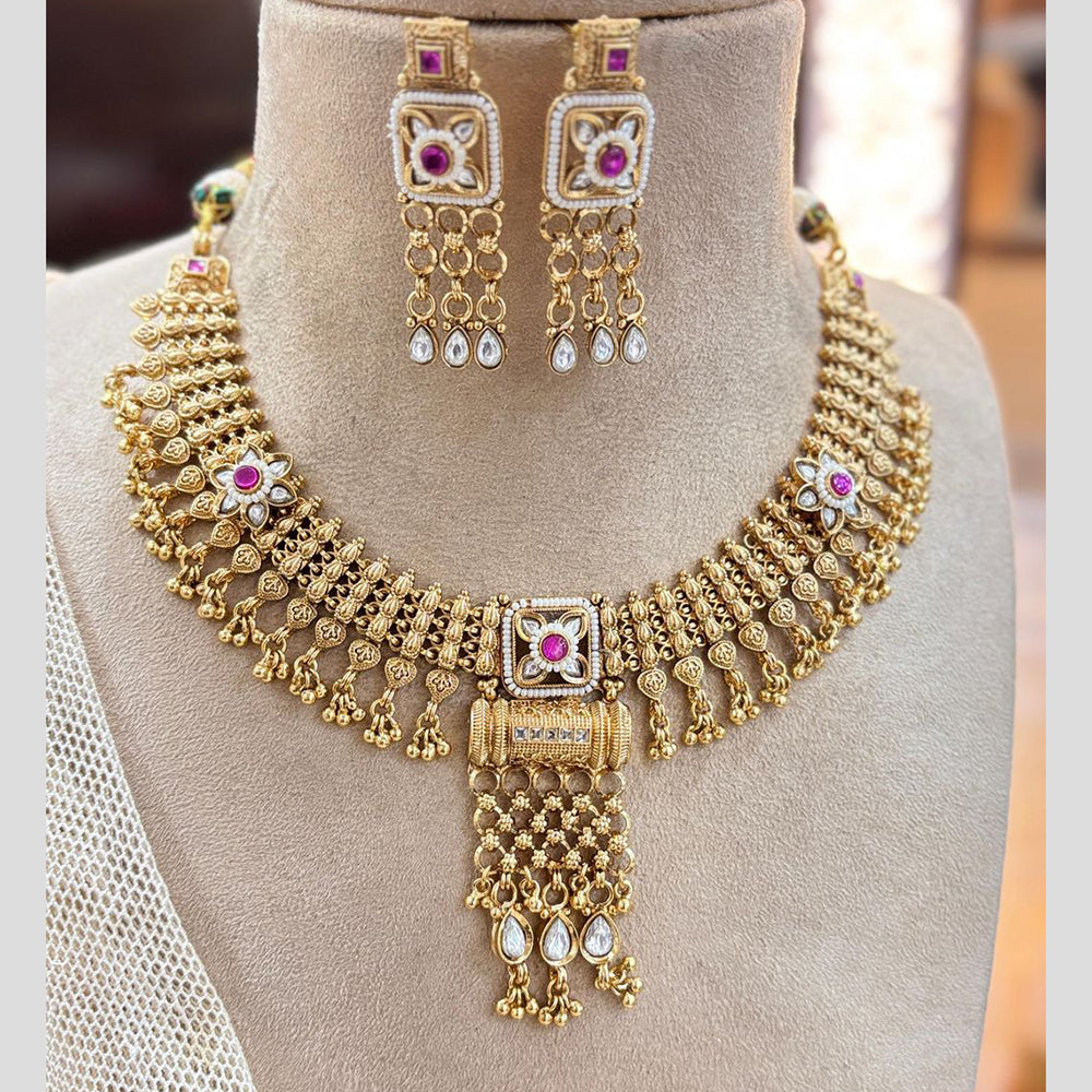 Jewel Addiction Gold Plated Pota Stone And Beads Necklace Set