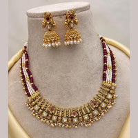 Jewel Addiction Gold Plated Pota Stone And Pearls Necklace Set