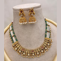 Jewel Addiction Gold Plated Pota Stone And Pearls Necklace Set