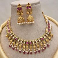 Jewel Addiction Gold Plated Pota Stone And Pearls Necklace Set