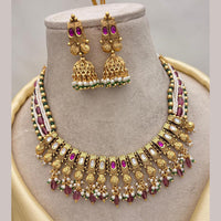 Jewel Addiction Gold Plated Pota Stone And Pearls Necklace Set
