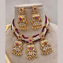 Jewel Addiction Gold Plated Pota Stone And Pearls Necklace Set