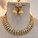 Jewel Addiction Gold Plated Pota Stone And Pearls Necklace Set