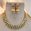 Jewel Addiction Gold Plated Pota Stone And Pearls Necklace Set
