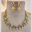 Jewel Addiction Gold Plated Pota Stone And Pearls Necklace Set