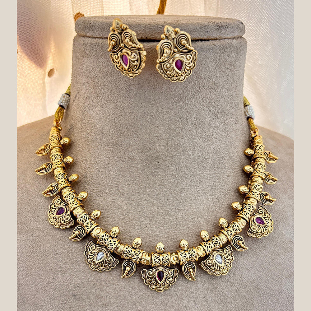 Jewel Addiction Gold Plated Pota Stone Necklace Set