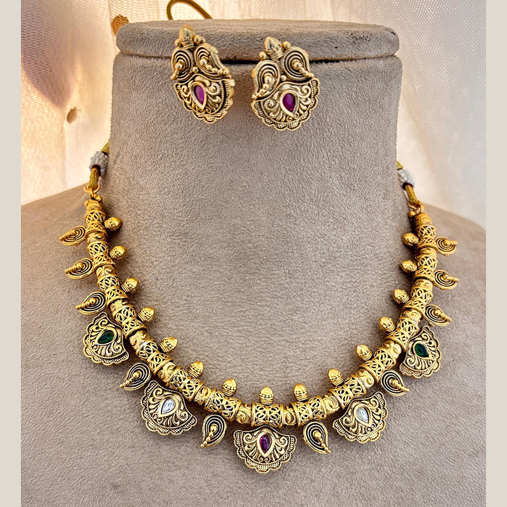 Jewel Addiction Gold Plated Pota Stone Necklace Set