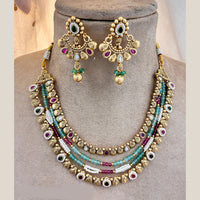 Jewel Addiction Gold Plated Pota Stone And Pearls Necklace Set