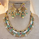 Jewel Addiction Gold Plated Pota Stone And Pearls Necklace Set