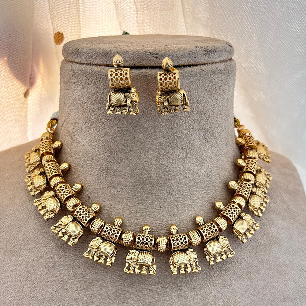 Jewel Addiction Gold Plated Pota Stone Necklace Set