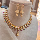 Jewel Addiction Copper Gold Pota Stone Meenakari Necklace Set