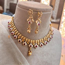 Jewel Addiction Copper Gold Pota Stone Meenakari Necklace Set