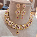 Jewel Addiction Copper Gold Pota Stone Meenakari Necklace Set