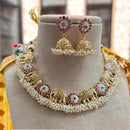Jewel Addiction Copper Gold Pota Stone And Pearls Elephant Necklace Set