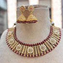 Jewel Addiction Copper Gold Pota Stone And Pearls Necklace Set