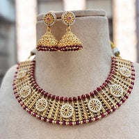 Jewel Addiction Copper Gold Pota Stone And Pearls Necklace Set