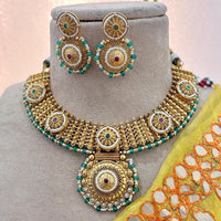 Jewel Addiction Copper Gold Pota Stone And Pearls Necklace Set