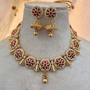Jewel Addiction Copper Gold Pota Stone And Pearls Necklace Set