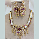 Jewel Addiction Copper Gold Pota Stone And Pearls Necklace Set