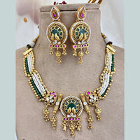 Jewel Addiction Copper Gold Pota Stone And Pearls Necklace Set