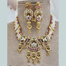 Jewel Addiction Copper Gold Pota Stone And Pearls Necklace Set