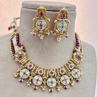 Jewel Addiction Gold Plated Pota Stone And Pearls Necklace Set