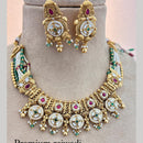 Jewel Addiction Gold Plated Pota Stone And Pearls Necklace Set