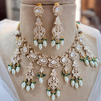 Jewel Addiction Designer Gold Polish Polki Kundan And Beads Necklace Set